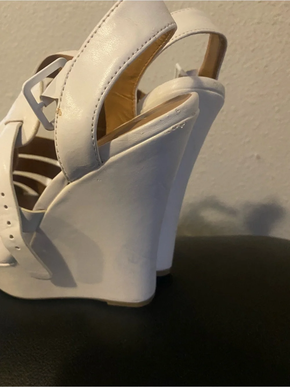 Women's White Strappy Wedge Sandals